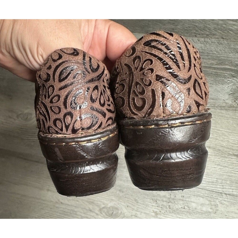 boc Brown Laser-Cut Leather Slip-On Clogs - Picture 5 of 10